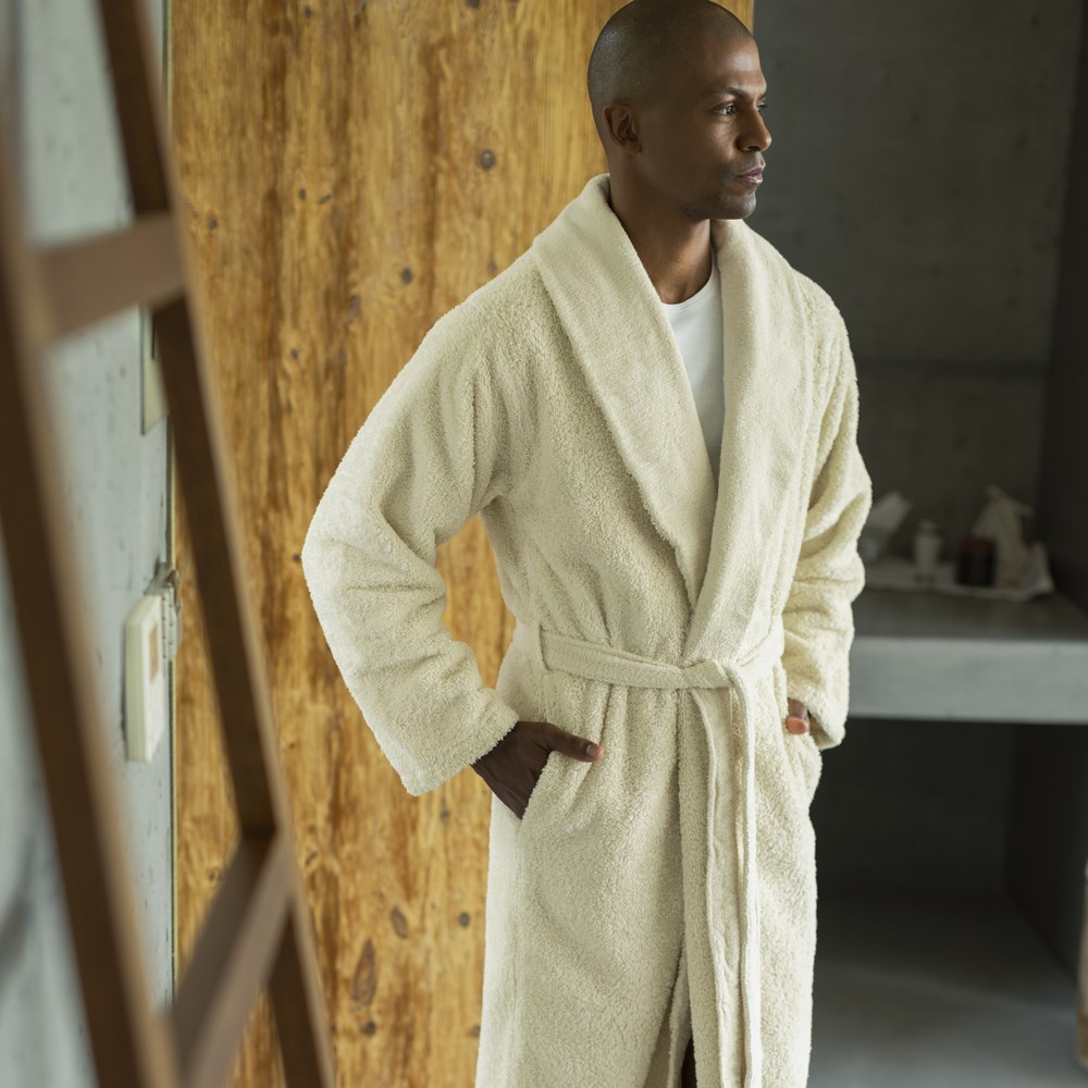 Super Pile Bath Robe 770 by Abyss and Habidecor in Linen Natural